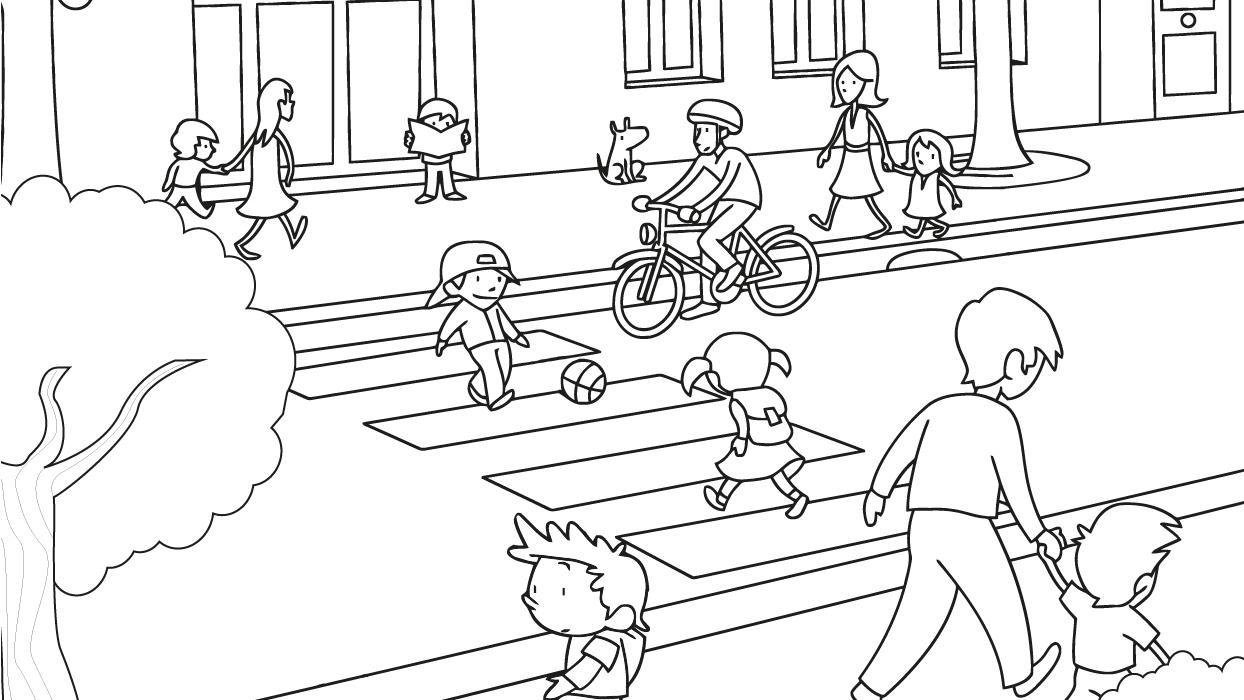 Enfant piéton en milieu urbain